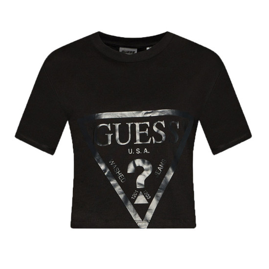 Guess Γυναικεία κοντομάνικη μπλούζα crop Maglieria Tagliata T-Shirt